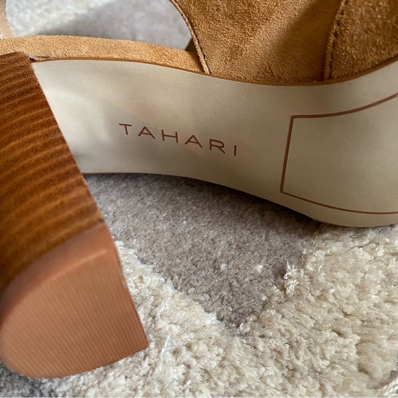 Tahari Marvel High Heel Slingback Camel Suede cutout Design Sandals US 5.5 - Picture 9 of 10